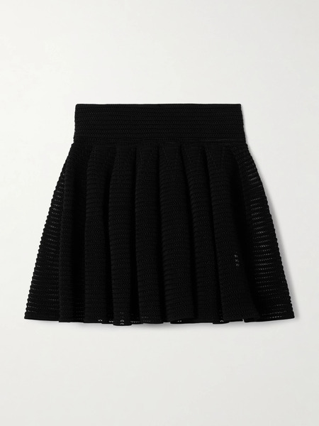  Alaïa Alaïa - Pleated Open-knit Mini Skirt - Black 