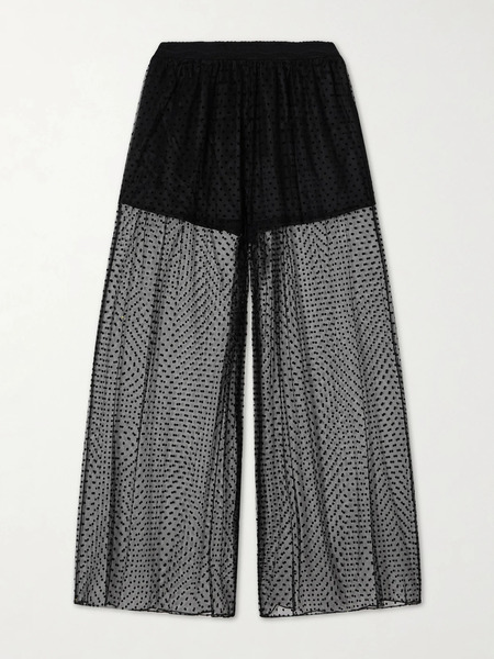  Alaïa Alaïa - Polka-dot Fil Coupé Organza Wide-leg Pants - Black 