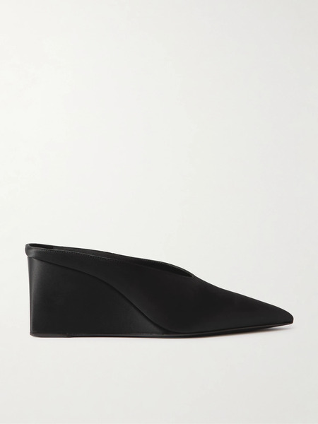  Alaïa Alaïa - Satin Point-toe Wedge Mules - Black 