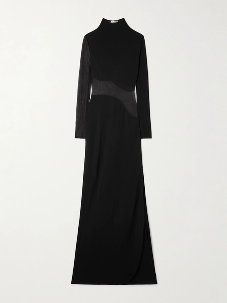  Alaïa Alaïa - Silk Mesh-trimmed Crepe Gown - Black 