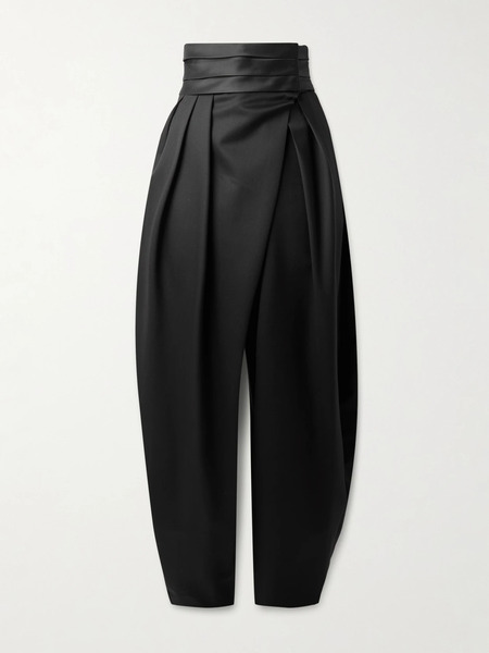  Alaïa Alaïa - Silk-trimmed Grain De Poudre Wool-blend Barrel-leg Pants - Black 
