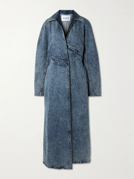  Alaïa Alaïa - Spiral Asymmetric Denim Coat - Blue 