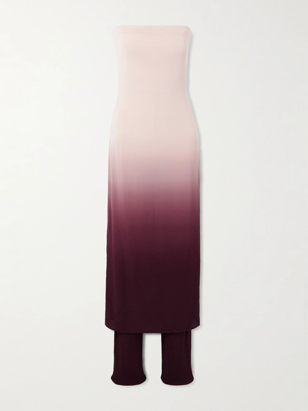  Alaïa Alaïa - Strapless Layered Dégradé Jersey Jumpsuit - Pink 