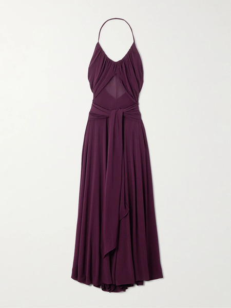  Alaïa Alaïa - Stretch-jersey Halterneck Maxi Dress - Burgundy 