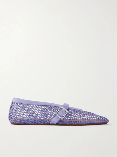  Alaïa Alaïa - Suede-trimmed Fishnet Ballet Flats - Lilac 