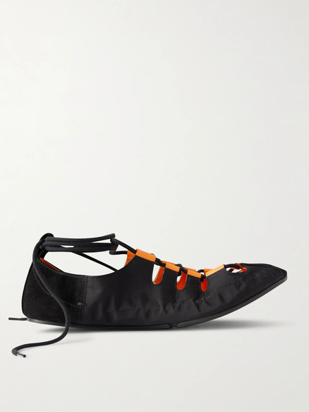  Alaïa Alaïa - Suede-trimmed Shell Ballet Flats - Black 