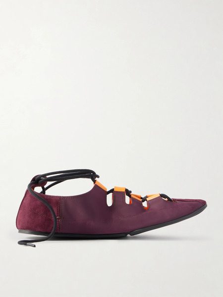  Alaïa Alaïa - Suede-trimmed Shell Ballet Flats - Burgundy 