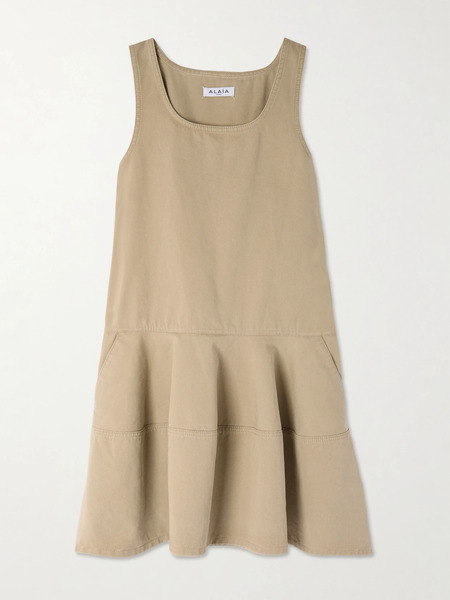  Alaïa Alaïa - Tiered Denim Mini Dress - Beige 