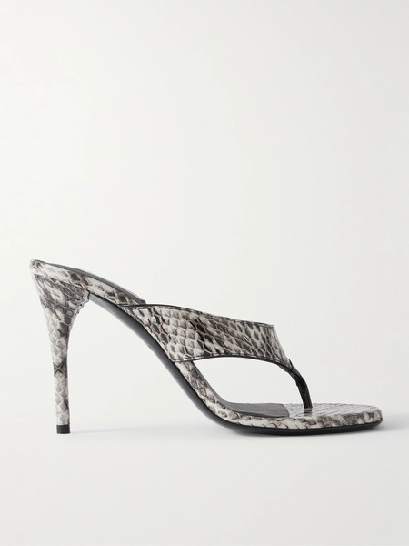  Alaïa Alaïa - Tong 90 Patent Leather-trimmed Elaphe Sandals - Snake Print 