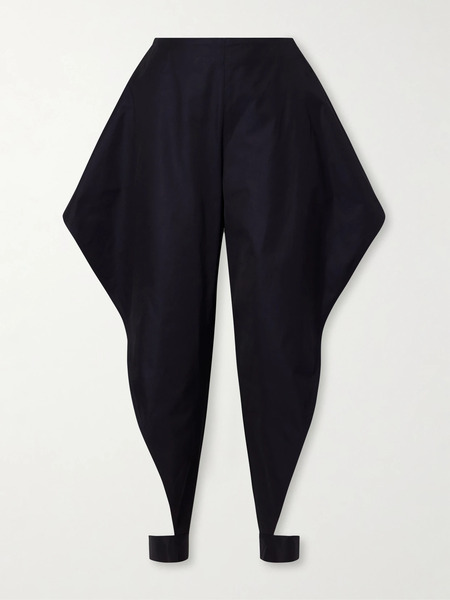  Alaïa Alaïa - Triangle Cotton-gabardine Wide-leg Pants - Navy 
