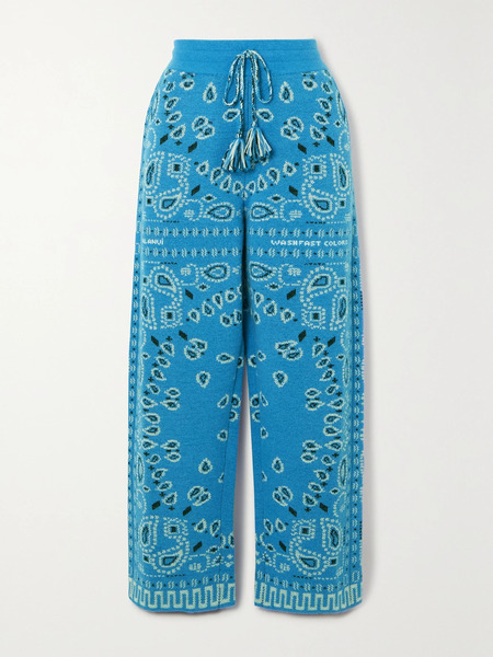  Alanui Alanui - Bandana Wool-blend Jacquard Wide-leg Pants - Blue 