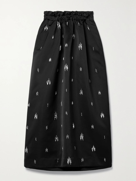  A.l.c. A.l.c. - Alexia Crystal-embellished Duchesse-satin Midi Skirt - Black 