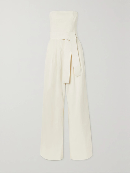  A.l.c. A.l.c. - Elsie Strapless Belted Linen-blend Jumpsuit - Ecru 