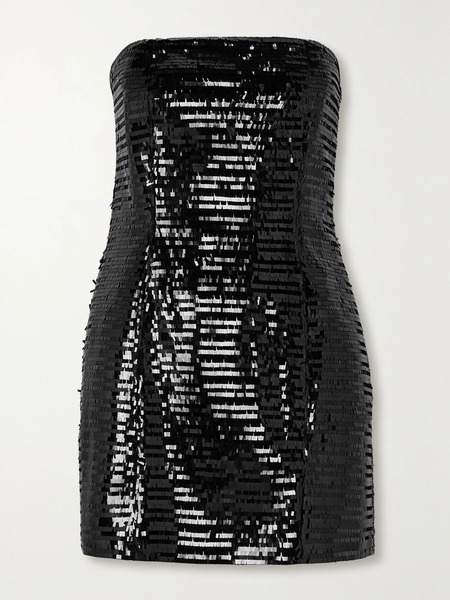  A.l.c. A.l.c. - Elsie Strapless Sequined Satin Mini Dress - Black 