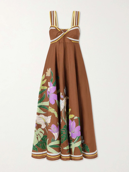  Alémais Alémais - Alfie Floral-print Linen Midi Dress - Chocolate 