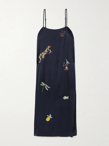  Alémais Alémais - + Anouk Colantoni Fontaine Appliquéd Satin Midi Dress - Navy 
