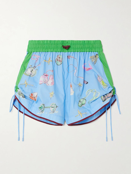  Alémais Alémais - + Anouk Colantoni Printed Organic Cotton-poplin Shorts - Light Blue 