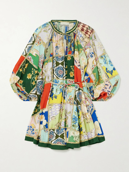  Alémais Alémais - Bianca Belted Gathered Printed Cotton And Silk-blend Voile Mini Dress - Multi 