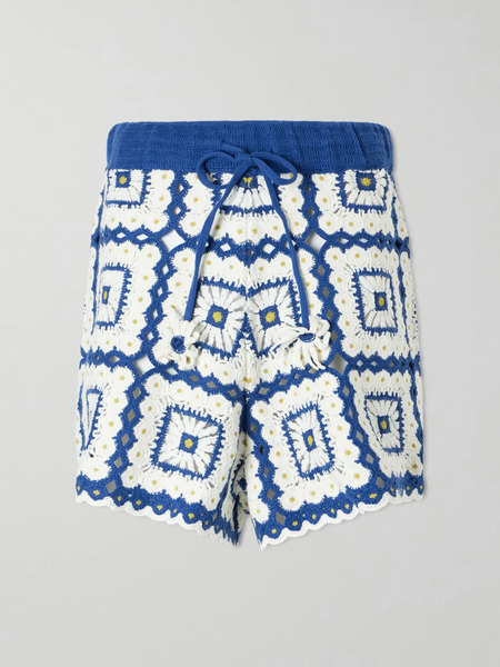  Alémais Alémais - Dolly Crocheted Cotton Shorts - Blue 