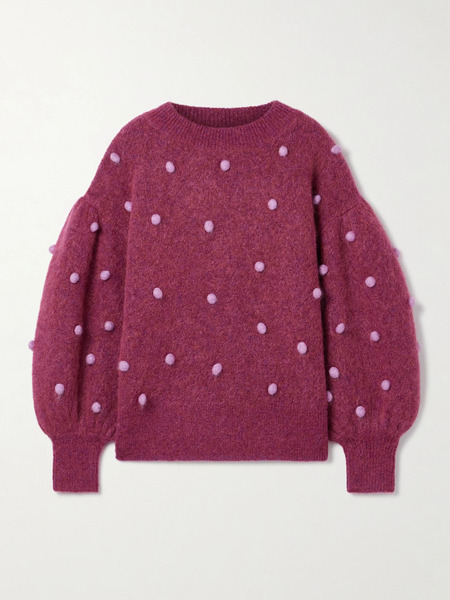  Alémais Alémais - Elia Pompom-embellished Knitted Sweater - Purple 