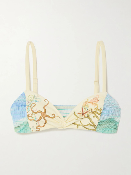  Alémais Alémais - Emerald Cove Shirred Printed Bikini Top - Blue 