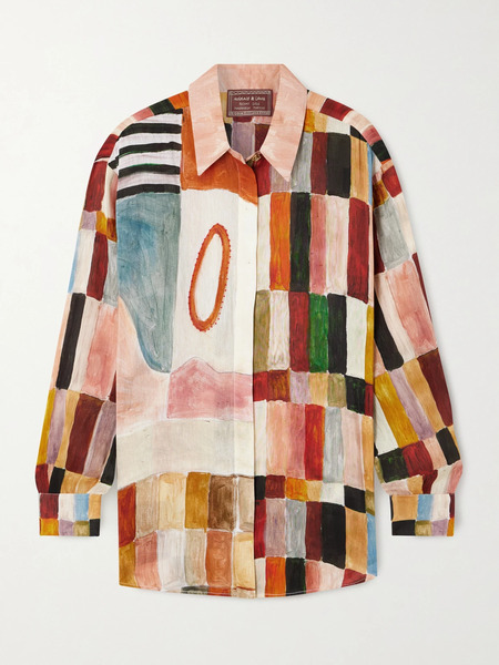  Alémais Alémais - + Lrnce Majorelle Printed Linen And Silk-blend Shirt - Brown 