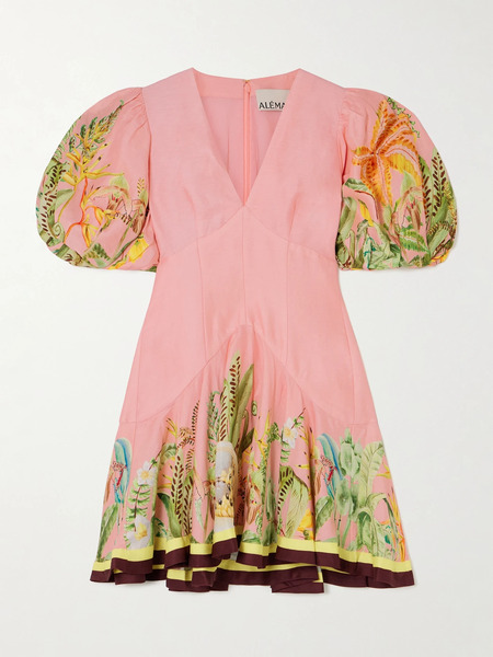  Alémais Alémais - Papaya Printed Linen-blend Mini Dress - Pink 