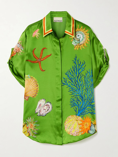  Alémais Alémais - + Sam Pauletto Aquatica Printed Silk-satin Shirt - Green 