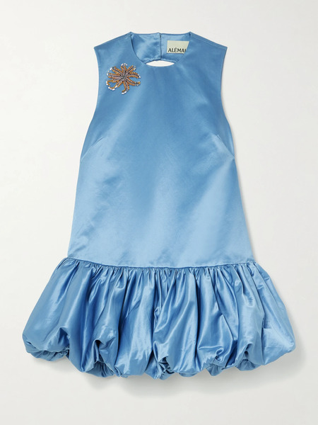  Alémais Alémais - + Sam Pauletto Caspian Embellished Gathered Cotton And Silk-blend Duchesse-satin Mini Dress - Blue 