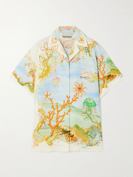  Alémais Alémais - + Sam Pauletto Emerald Cove Printed Linen-gauze Shirt - Blue 