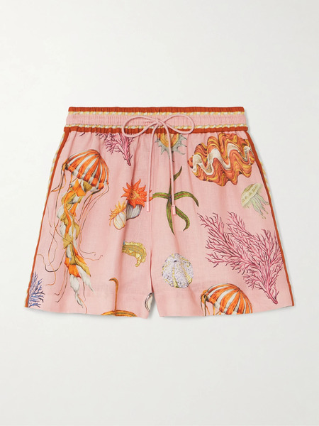  Alémais Alémais - + Sam Pauletto Nereids Printed Linen-gauze Shorts - Pink 
