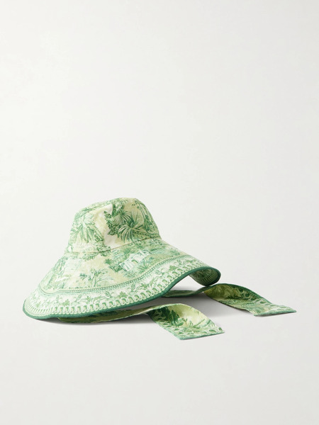  Alémais Alémais - Sara Embroidered Printed Linen Sunhat - Green 