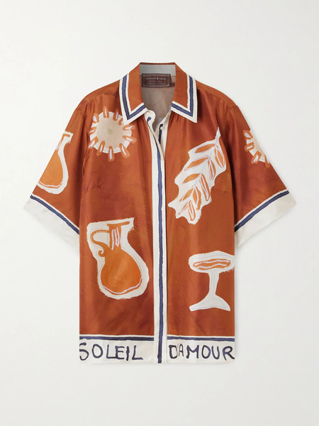  Alémais Alémais - Soleil D'amour Printed Silk-twill Shirt - Brick 