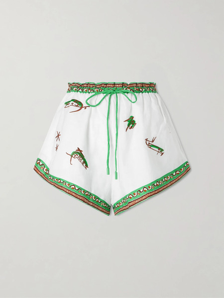  Alémais Alémais - Wanda Embroidered Linen Shorts - Ivory 