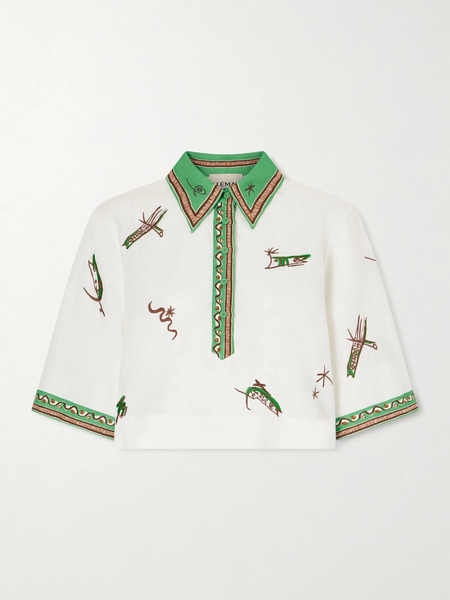  Alémais Alémais - Wanda Printed Embroidered Linen Shirt - Ivory 