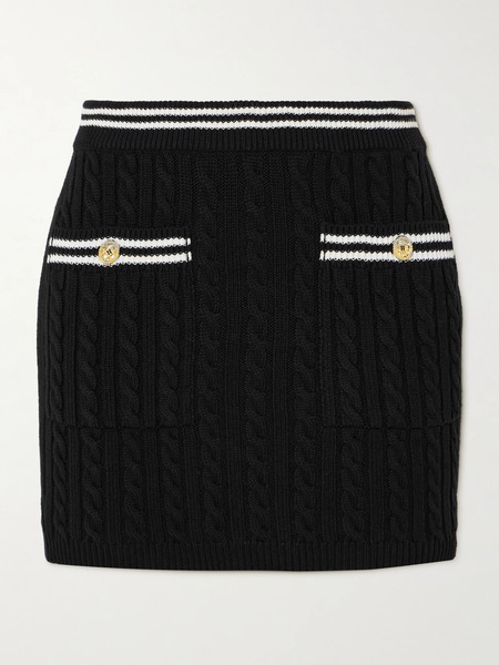  Alessandra Rich Alessandra Rich - Cable-knit Cotton Mini Skirt - Black 