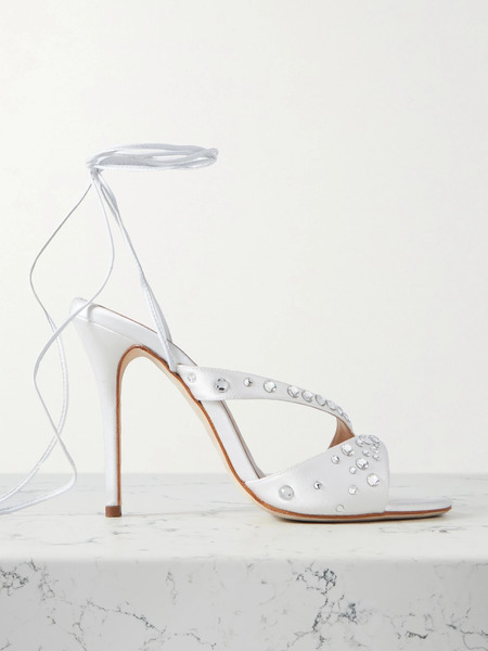  Alessandra Rich Alessandra Rich - Crystal-embellished Satin Sandals - White 