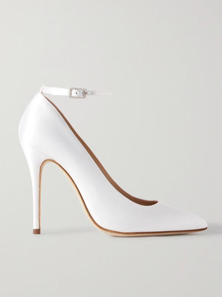  Alessandra Rich Alessandra Rich - Crystal-embellished Silk-satin Pumps - White 