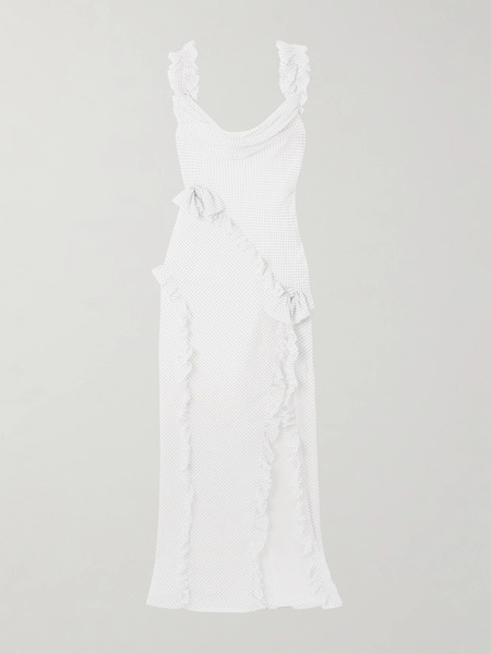  Alessandra Rich Alessandra Rich - Ruffled Polka-dot Silk-chiffon Gown - White 