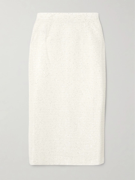  Alessandra Rich Alessandra Rich - Sequin-embellished Tweed Midi Skirt - White 
