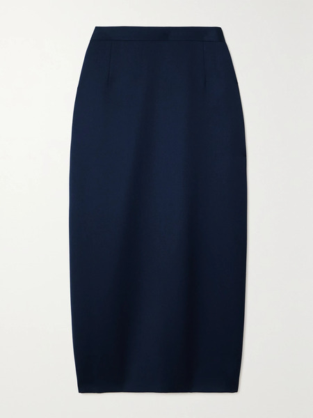  Alessandra Rich Alessandra Rich - Wool-crepe Midi Skirt - Navy 