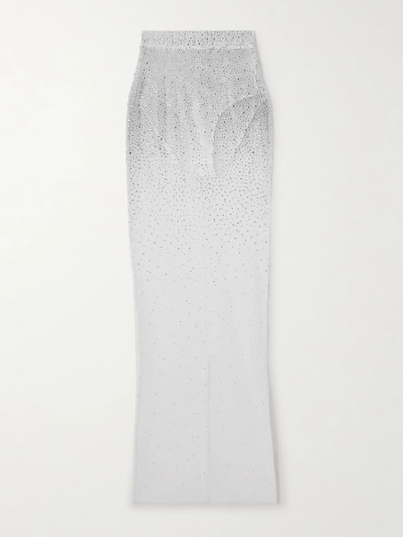  Alex Perry Alex Perry - Crystal-embellished Mesh Maxi Skirt - White 