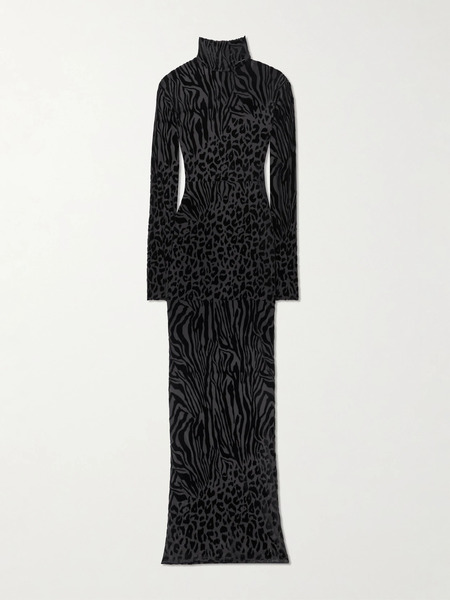  Alex Perry Alex Perry - Devoré-velvet Turtleneck Gown - Black 