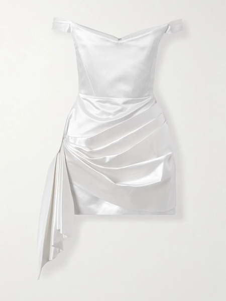  Alex Perry Alex Perry - Draped Cotton And Silk-blend Mini Dress - White 