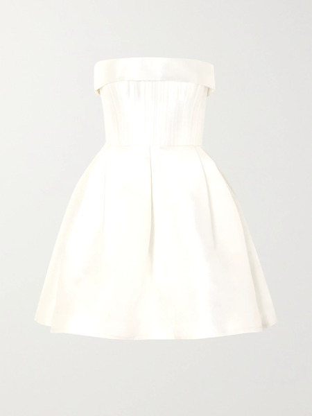  Alex Perry Alex Perry - Elyse Strapless Silk-faille Mini Dress - White 