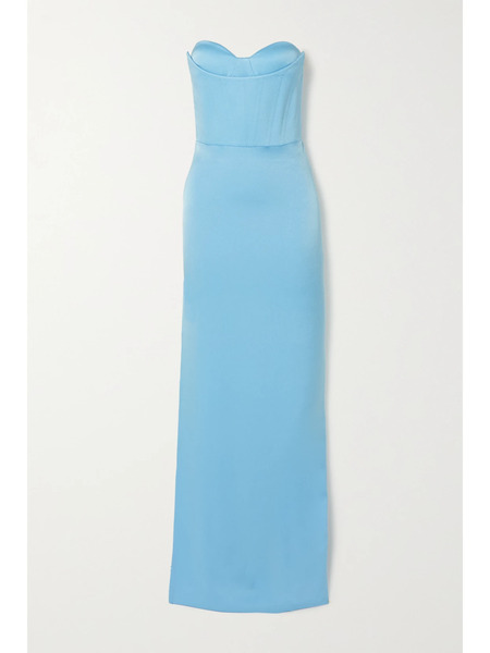  Alex Perry Alex Perry - Honore Strapless Satin-crepe Gown - Light Blue 