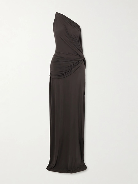  Alex Perry Alex Perry - One-shoulder Draped Stretch-jersey Gown - Dark Gray 