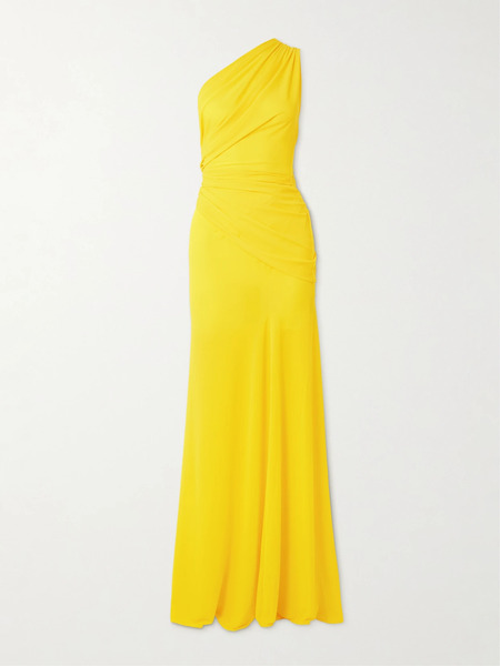  Alex Perry Alex Perry - One-shoulder Draped Stretch Recycled Crepe-jersey Gown - Yellow 