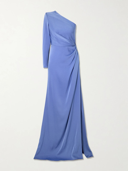  Alex Perry Alex Perry - One-shoulder Gathered Satin-crepe Gown - Blue 