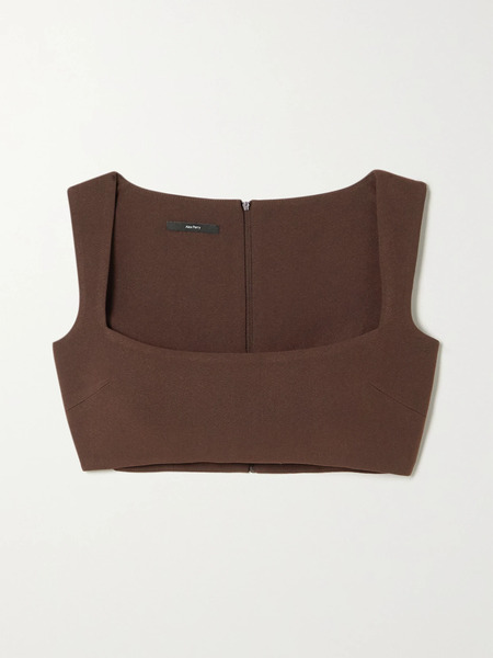  Alex Perry Alex Perry - Rae Cropped Crepe Top - Brown 
